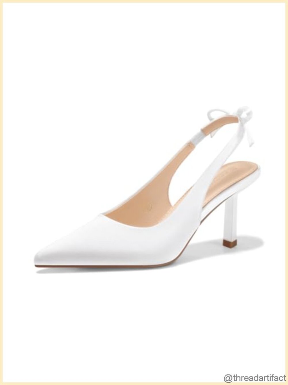 Womens Satin Slingback Kitten Heels Pointed Toe Bow Wedding Dress Pumps